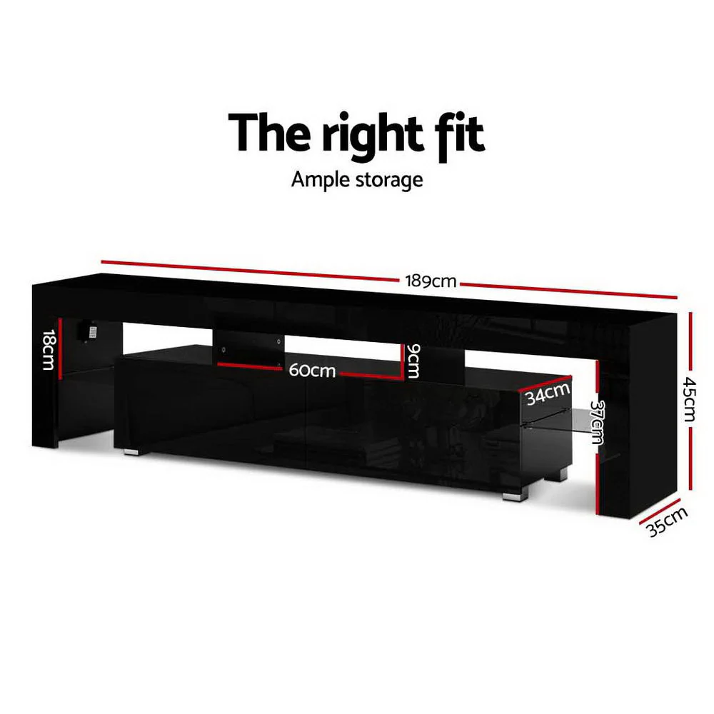 Entertainment Unit TV Cabinet LED 189cm Black Elo - Image 3