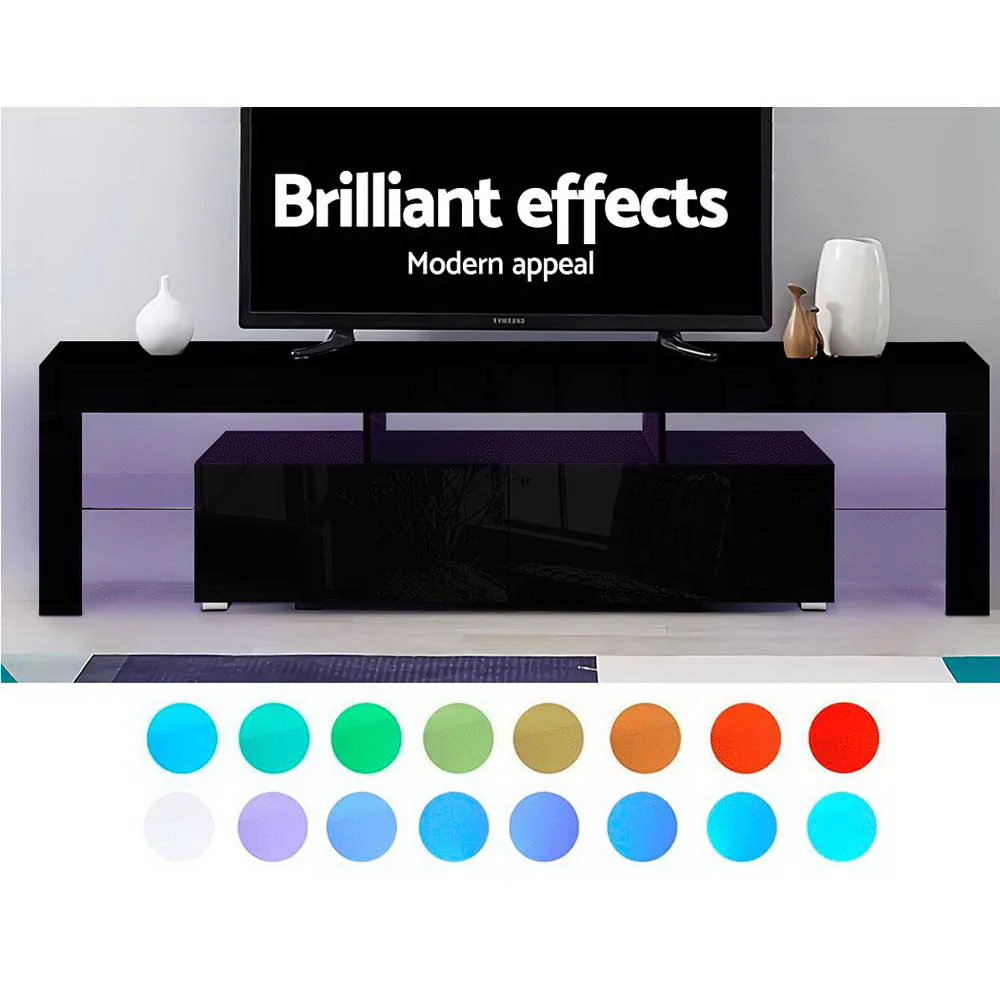 Entertainment Unit TV Cabinet LED 189cm Black Elo - Image 4