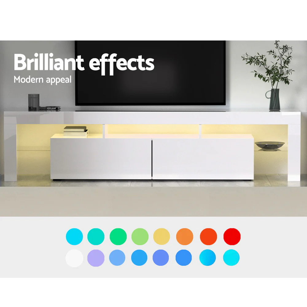 Entertainment Unit TV Cabinet LED 189cm White Elo - Image 5