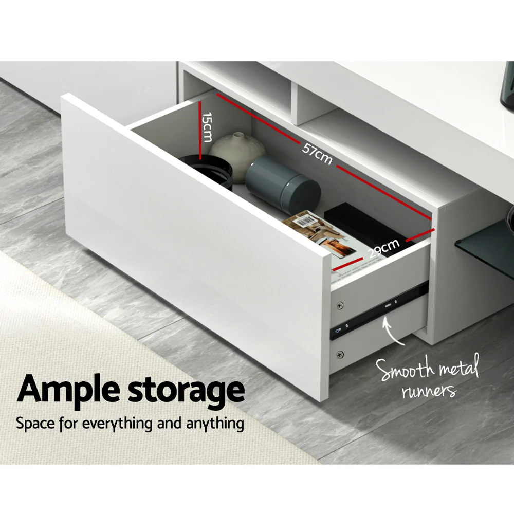 Entertainment Unit TV Cabinet LED 189cm White Elo - Image 7