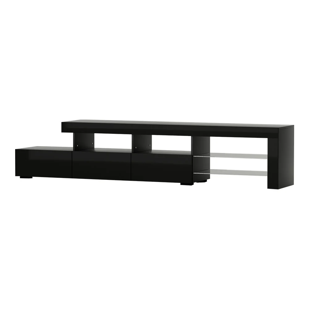 Entertainment Unit TV Cabinet LED 215cm Black Caya - Image 2
