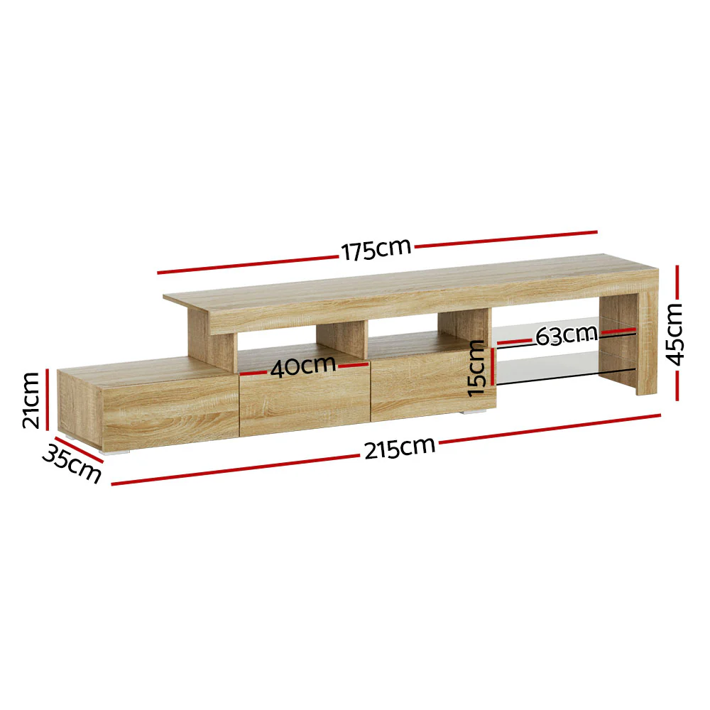 Entertainment Unit TV Cabinet LED 215cm Pine Caya - Image 3