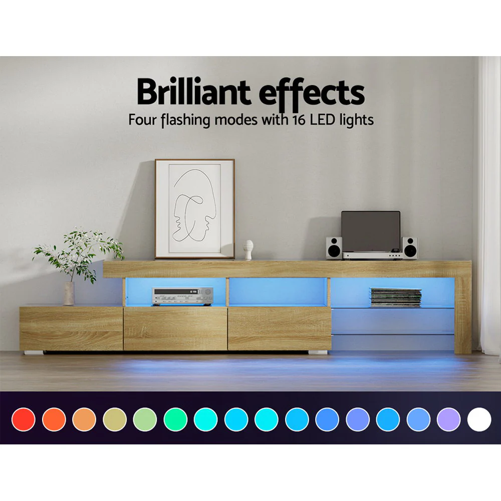 Entertainment Unit TV Cabinet LED 215cm Pine Caya - Image 5