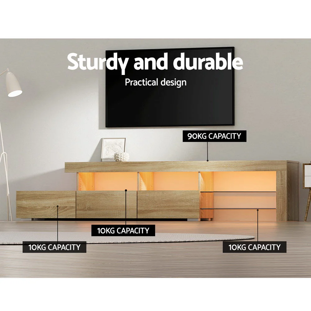 Entertainment Unit TV Cabinet LED 215cm Pine Caya - Image 7