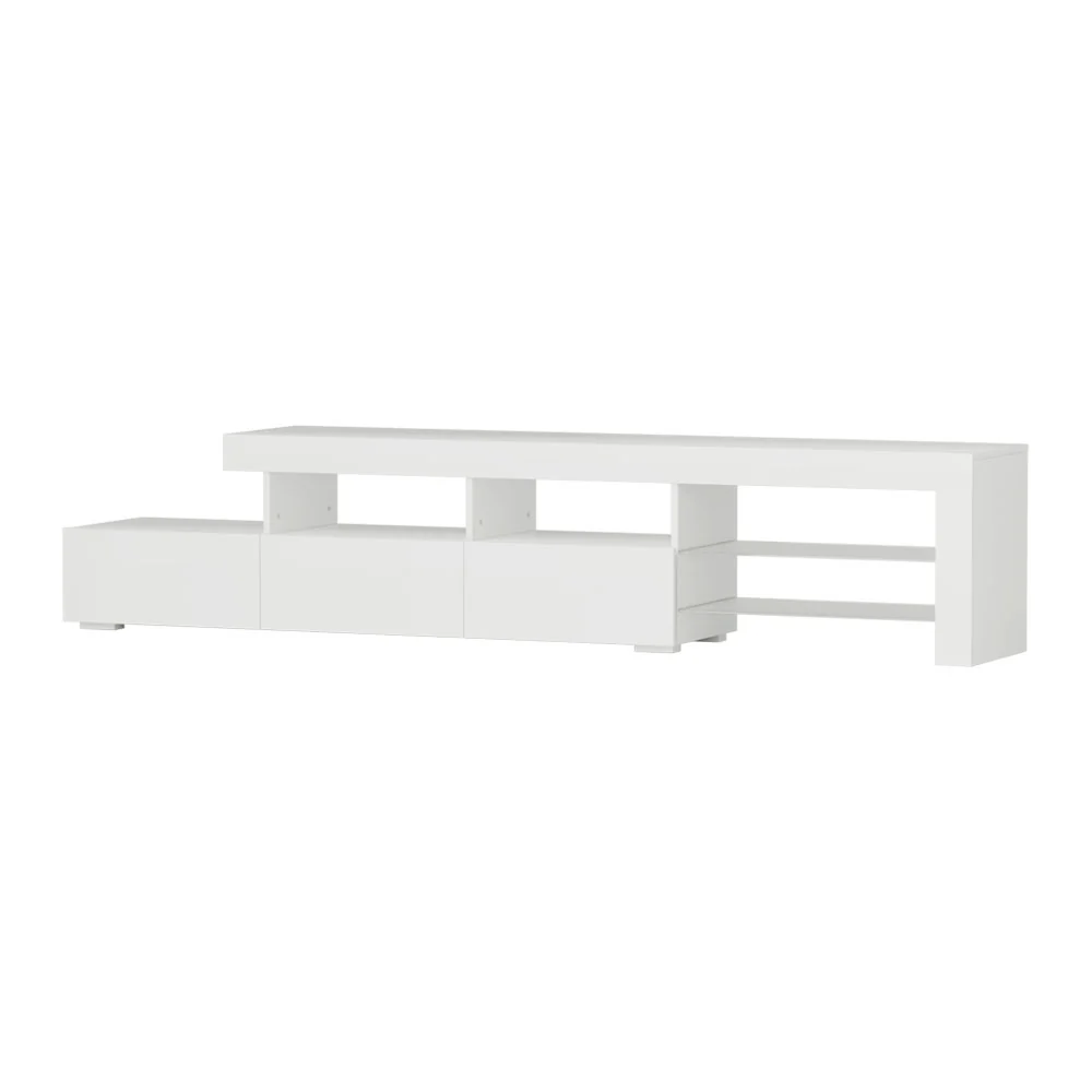 Entertainment Unit TV Cabinet LED 215cm White Caya - Image 2