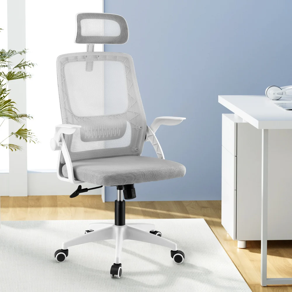 Ergonomic Office Chair Computer Desk Chairs Headrest Adjustable Grey - Image 7