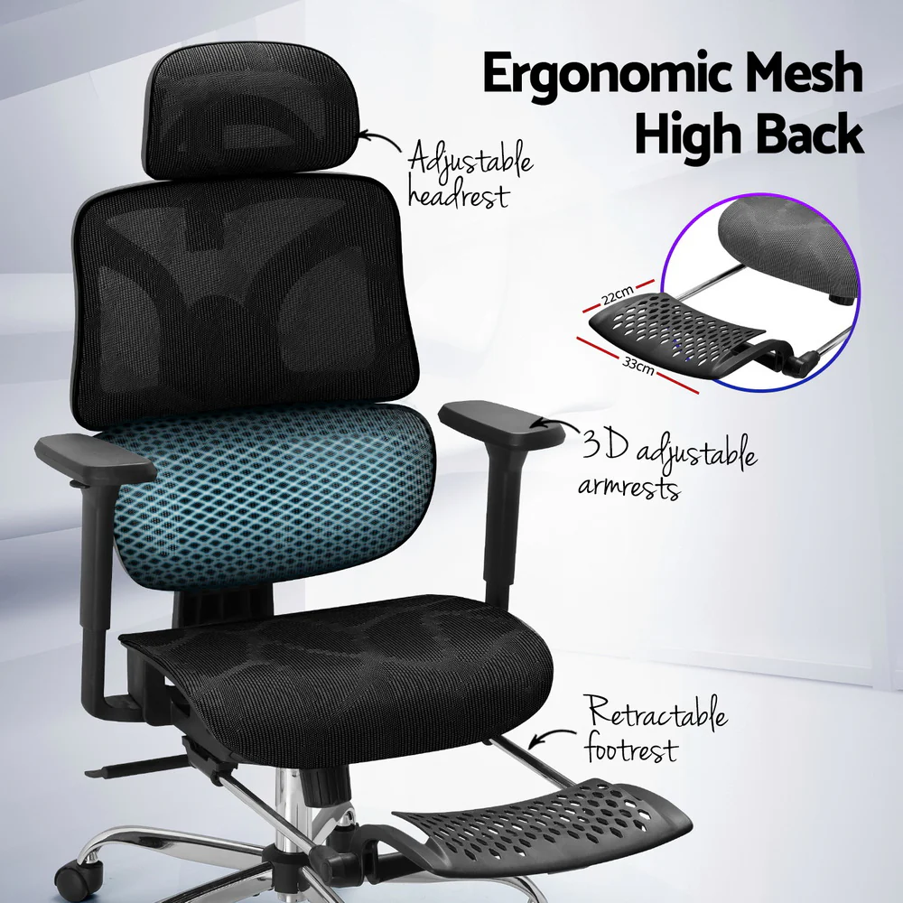 Ergonomic Office Chair Footrest Black - Image 4