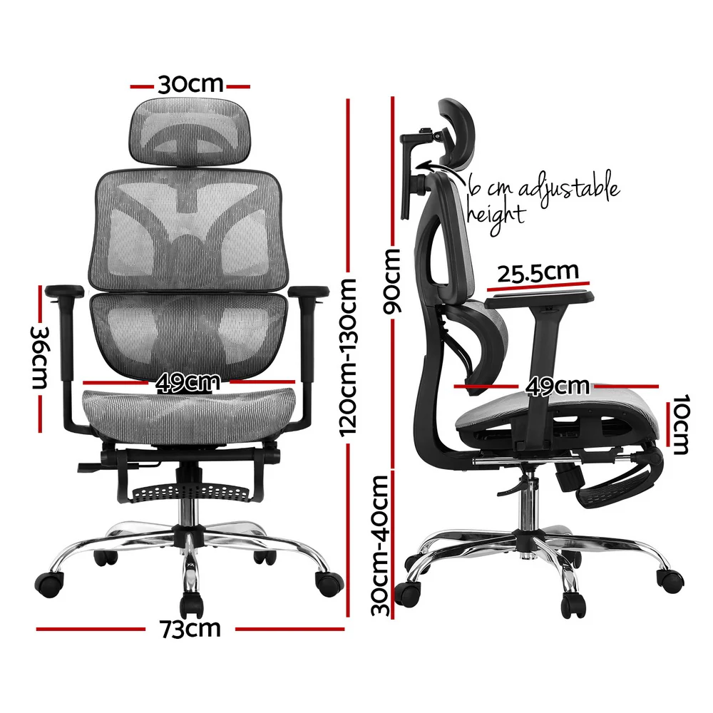 Ergonomic Office Chair Footrest Grey - Image 2