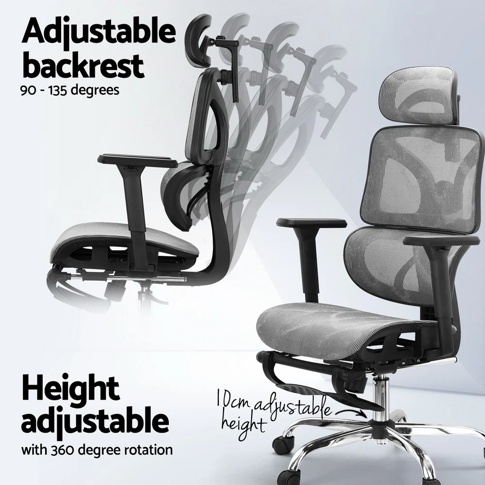 Ergonomic Office Chair Footrest Grey - Image 5