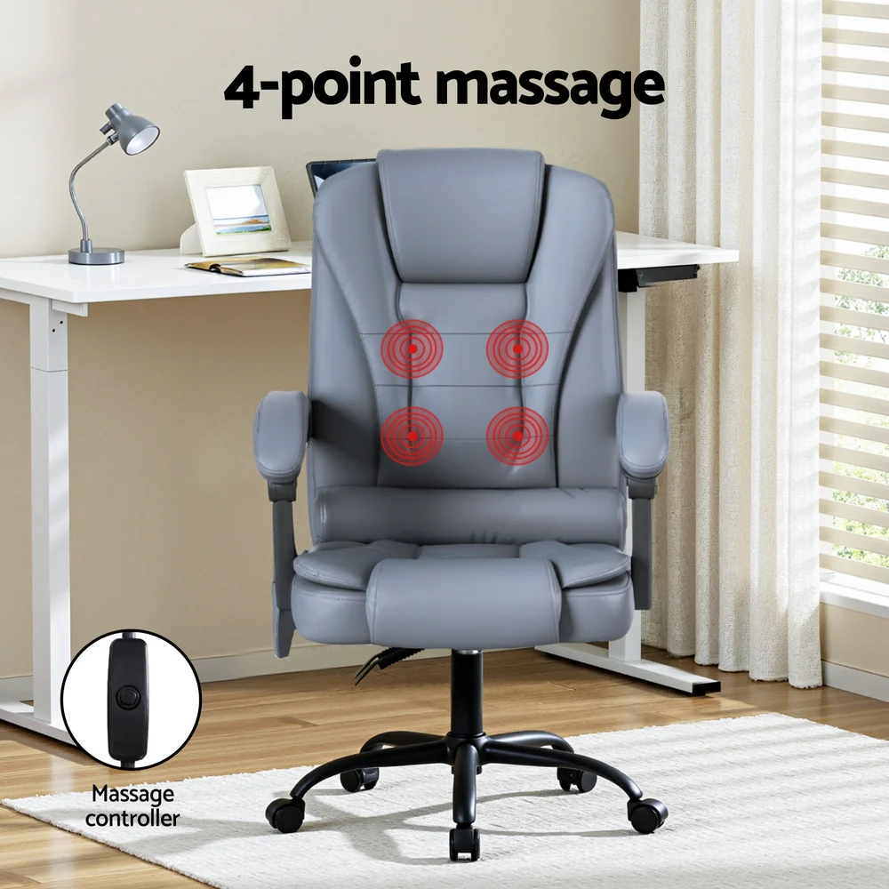 Executive Office Chair 4-Point Massage Adjustable Ergonomic Recline PU - Image 4