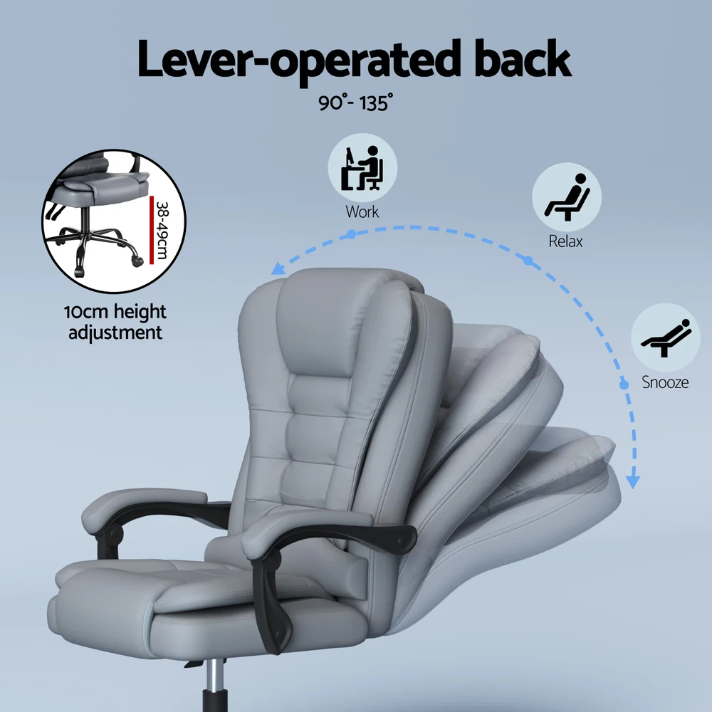 Executive Office Chair 4-Point Massage Adjustable Ergonomic Recline PU - Image 5