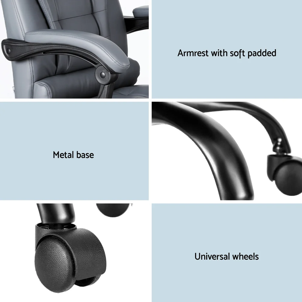 Executive Office Chair 4-Point Massage Adjustable Ergonomic Recline PU - Image 6