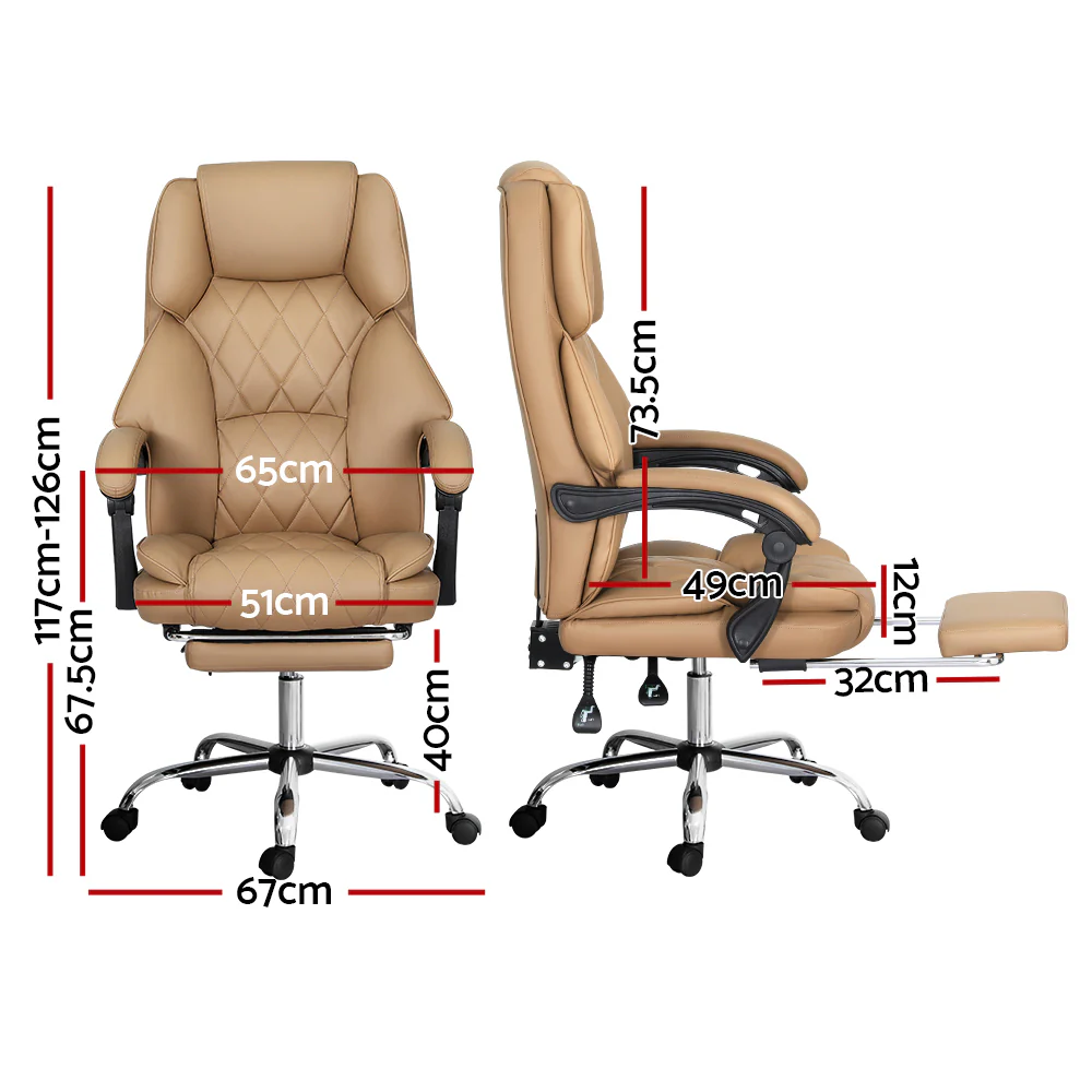 Executive Office Chair Leather Footrest Espresso - Image 2