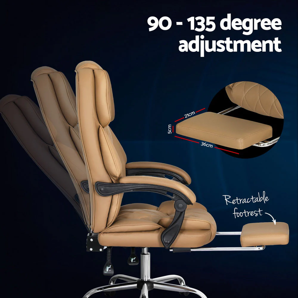 Executive Office Chair Leather Footrest Espresso - Image 5