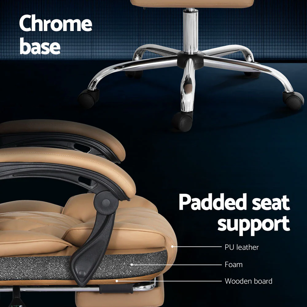 Executive Office Chair Leather Footrest Espresso - Image 6