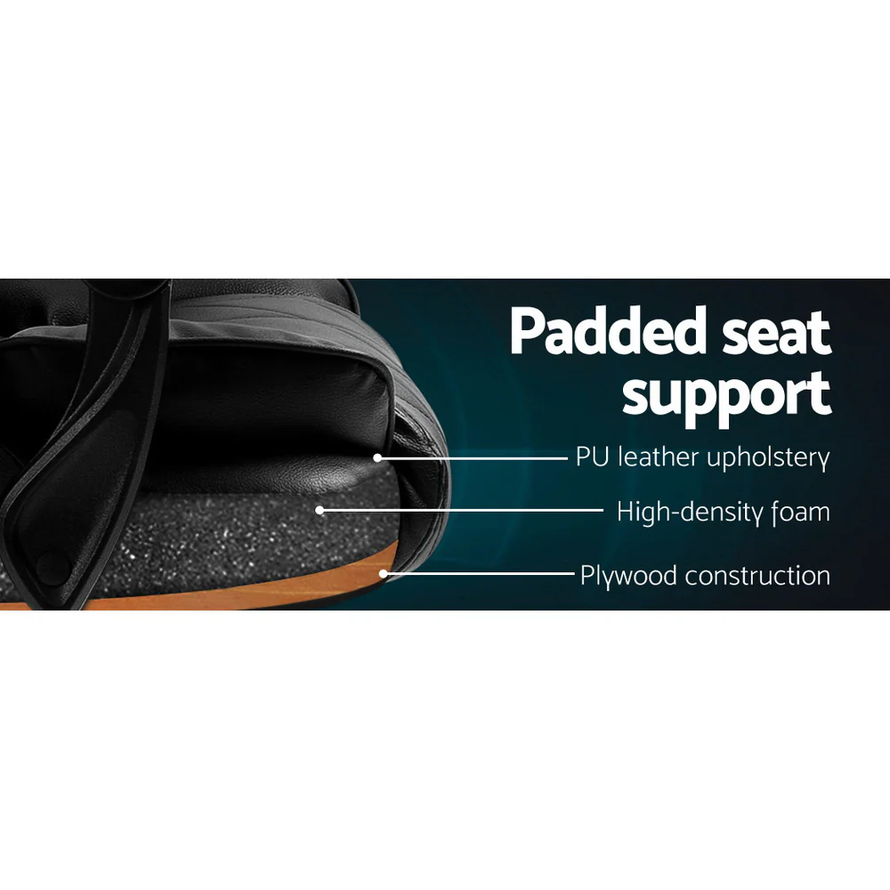 Executive Office Chair Leather Recliner Black - Image 6