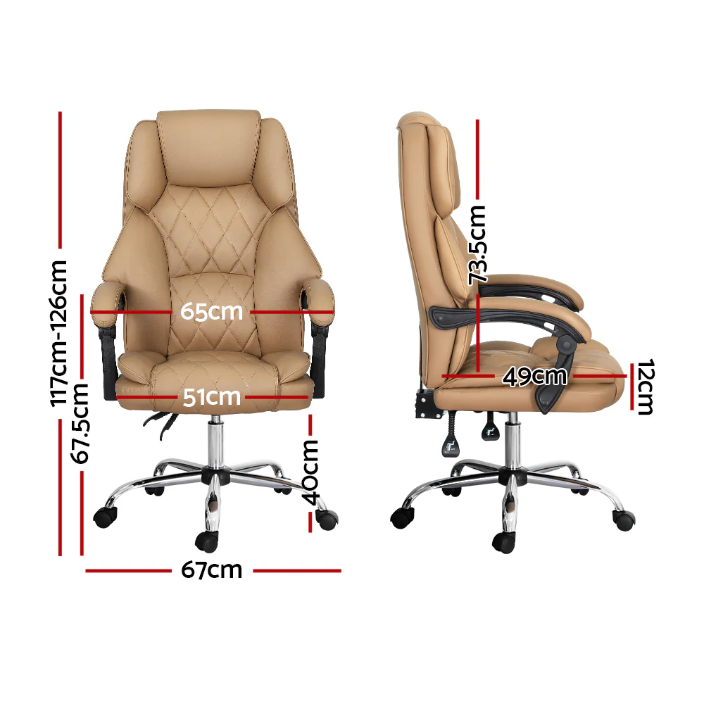 Executive Office Chair Leather Recliner Espresso - Image 2