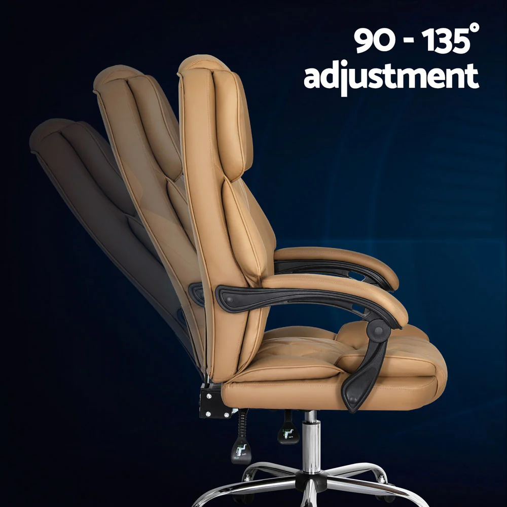 Executive Office Chair Leather Recliner Espresso - Image 5