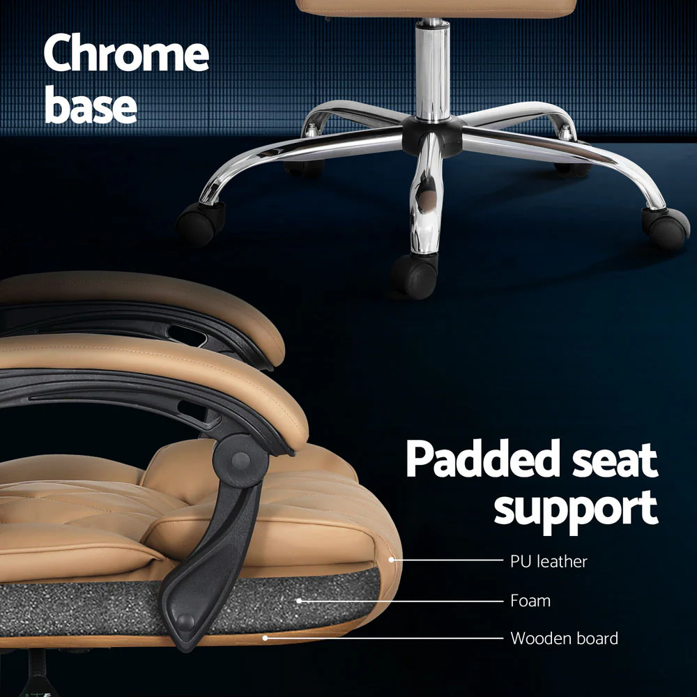 Executive Office Chair Leather Recliner Espresso - Image 6