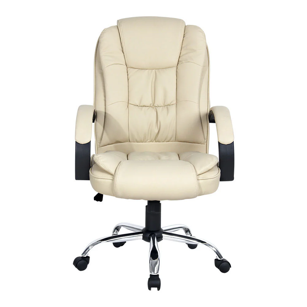 Executive Office Chair Leather Tilt Beige - Image 3
