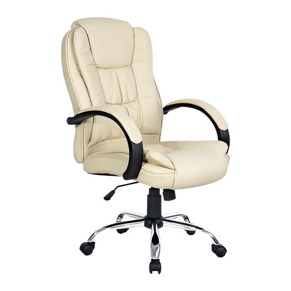 Executive Office Chair Leather Tilt Beige - Image 8