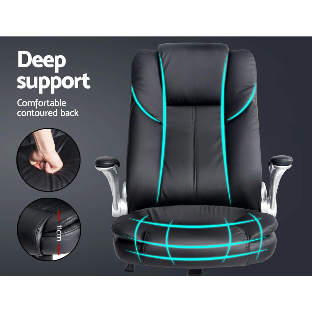 Executive Office Chair Leather Tilt Black - Image 6