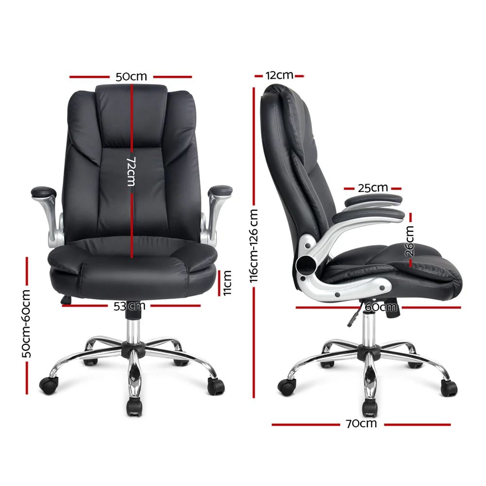 Executive Office Chair Leather Tilt Black - Image 7