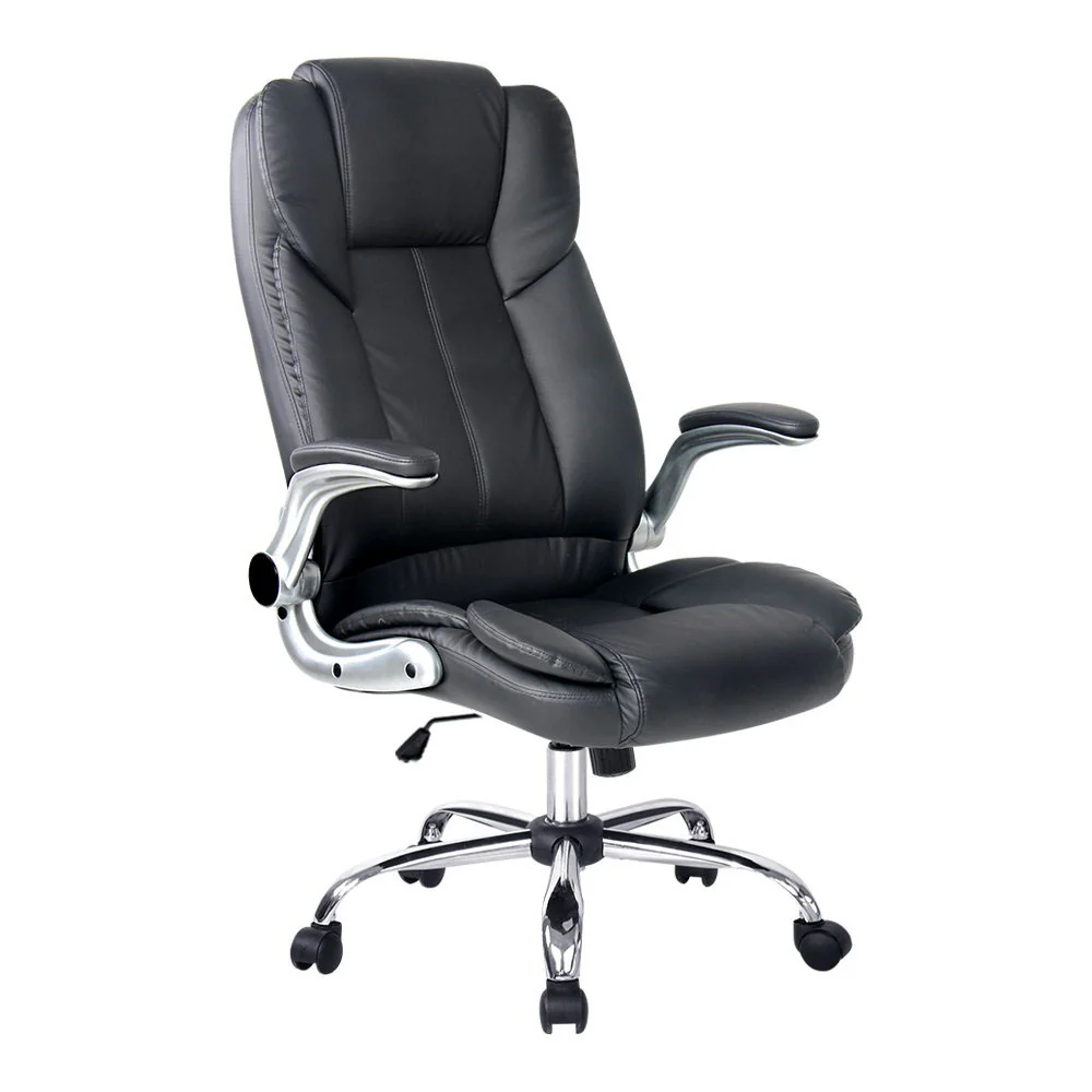 Executive Office Chair Leather Tilt Black - Image 8