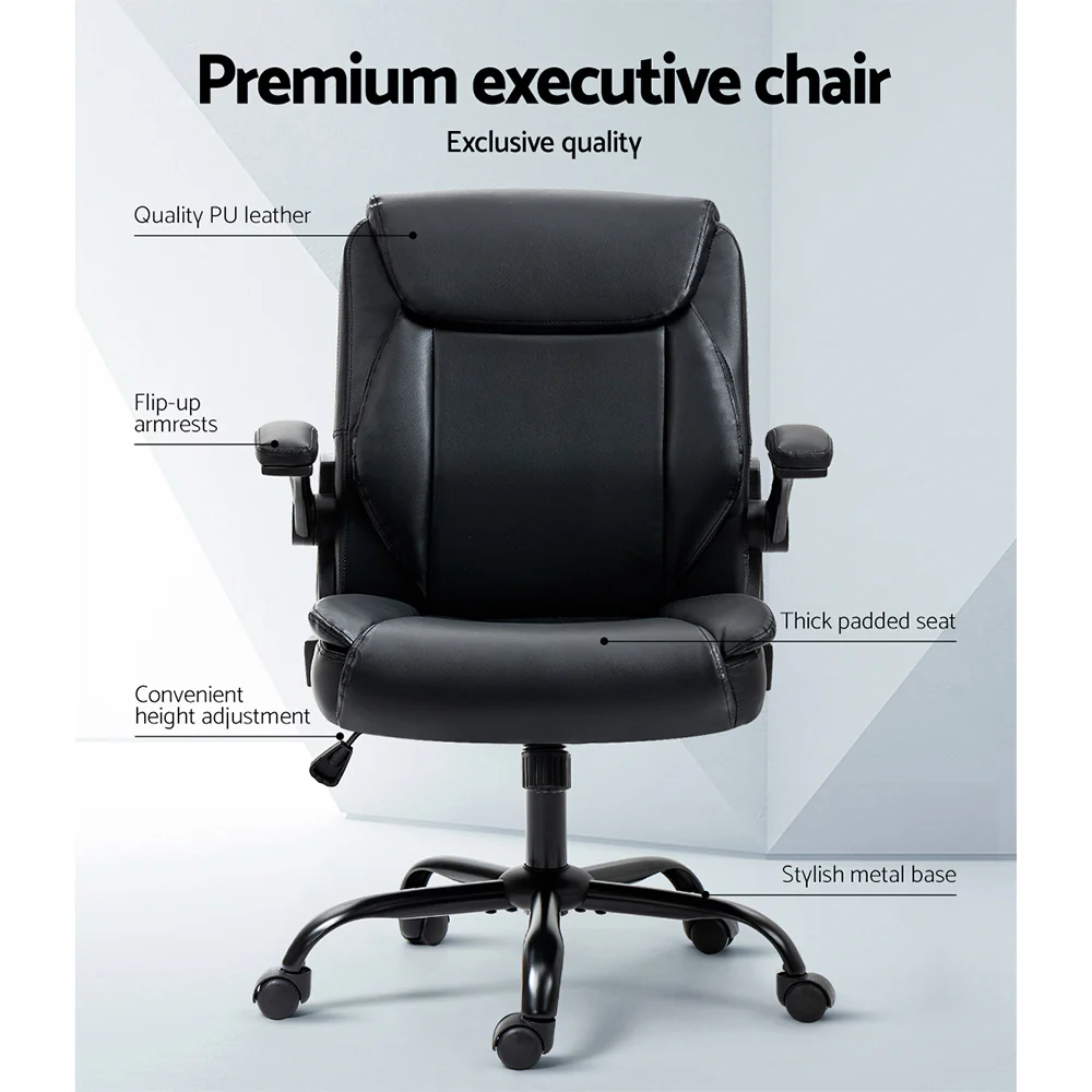 Executive Office Chair Mid Back Black - Image 4