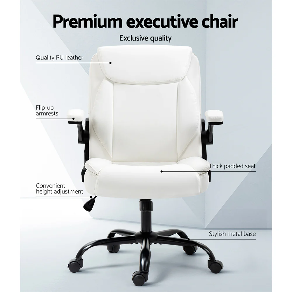 Executive Office Chair Mid Back White - Image 4
