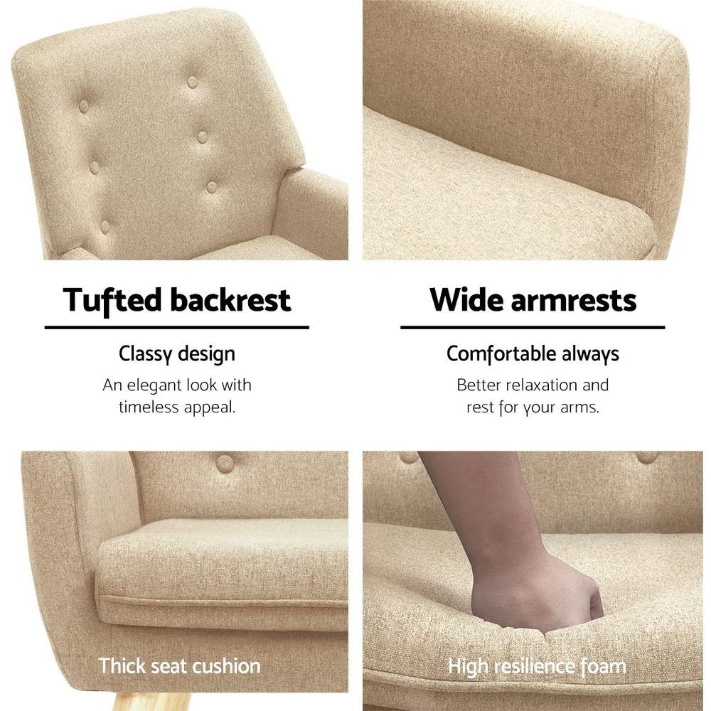 Fabric Dining Armchair - Beige - Image 3