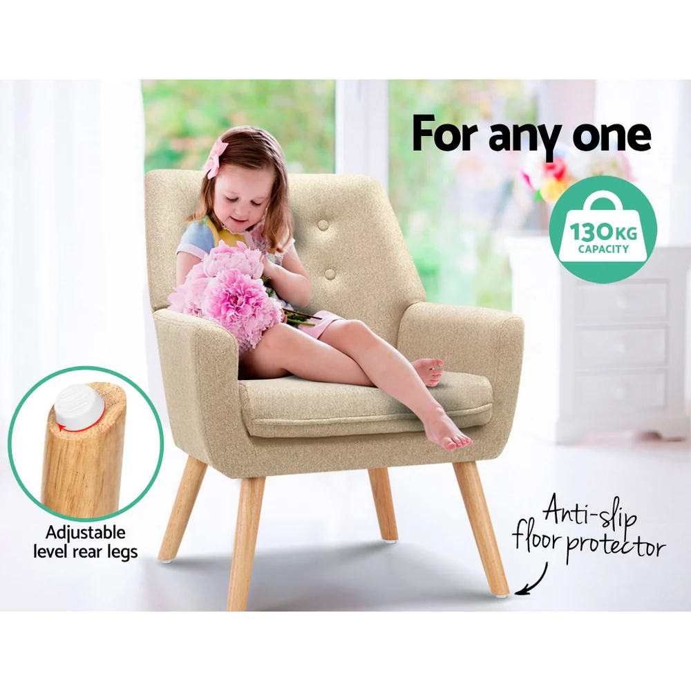 Fabric Dining Armchair - Beige - Image 5