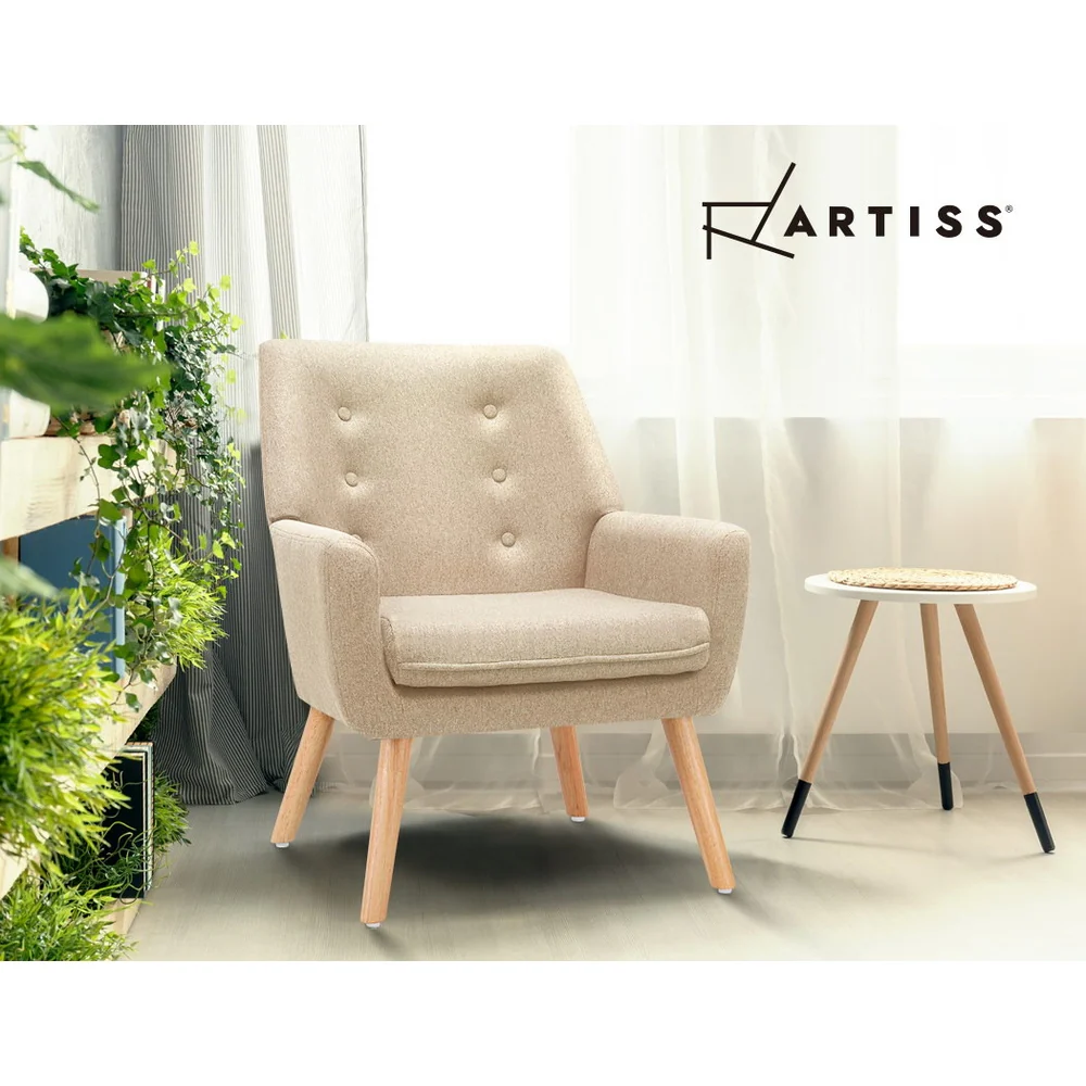 Fabric Dining Armchair - Beige - Image 6