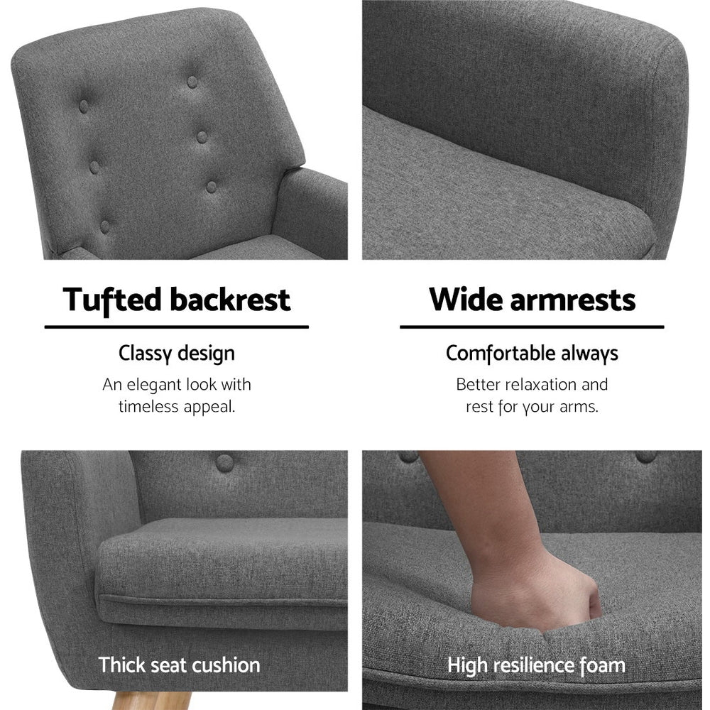 Fabric Dining Armchair - Grey - Image 3