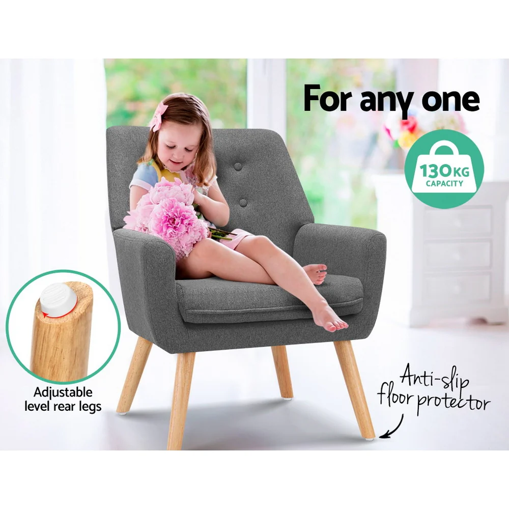 Fabric Dining Armchair - Grey - Image 5