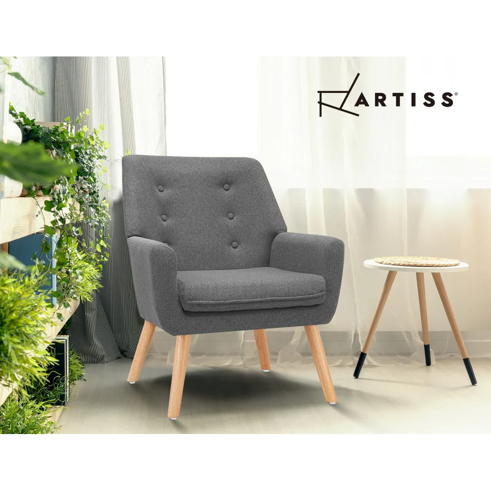 Fabric Dining Armchair - Grey - Image 6