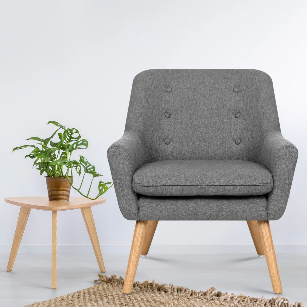 Fabric Dining Armchair - Grey - Image 7
