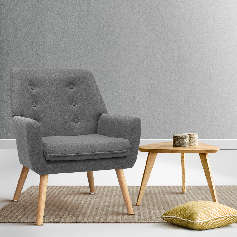 Fabric Dining Armchair - Grey - Image 8