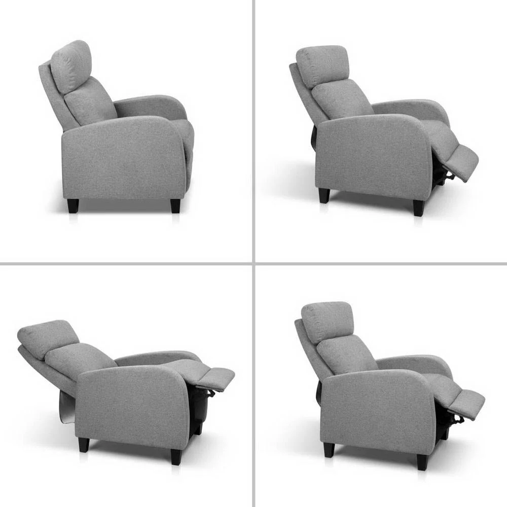 Fabric Reclining Armchair - Grey - Image 4