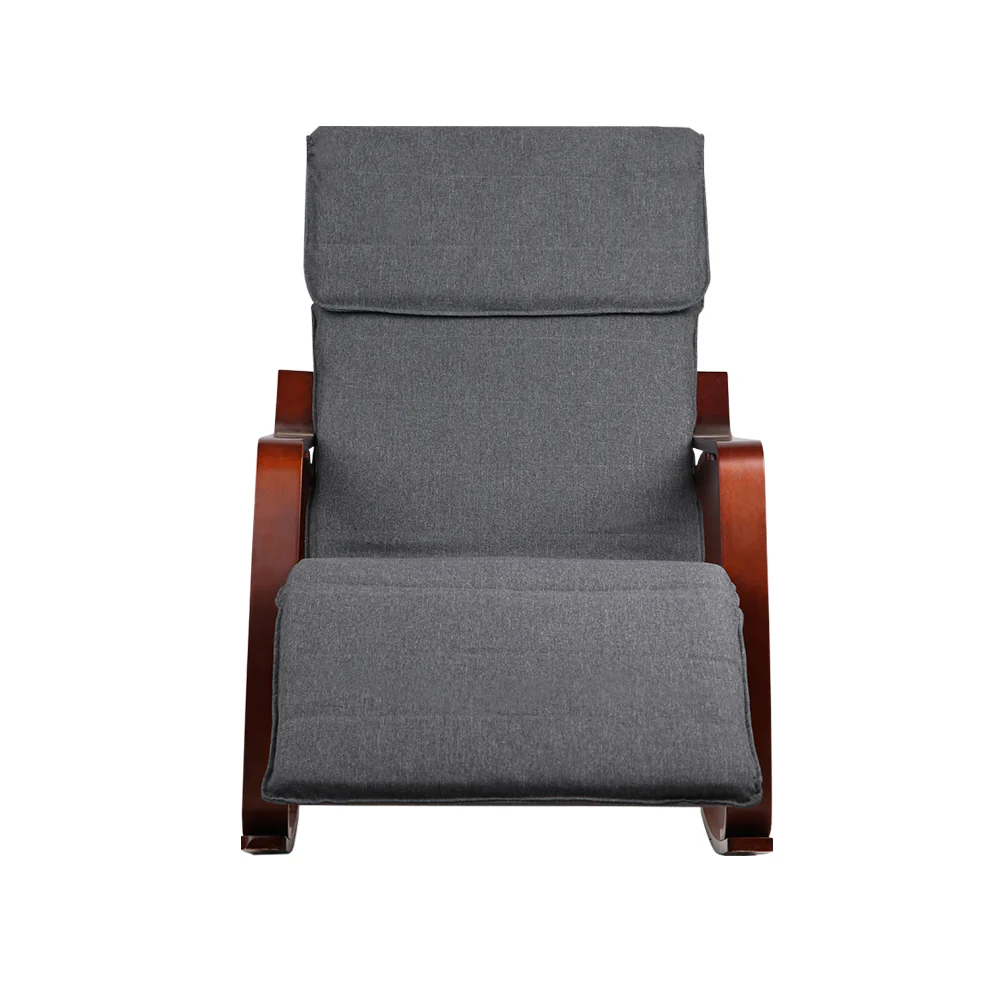 Fabric Rocking Armchair with Adjustable Footrest - Charcoal - Image 3