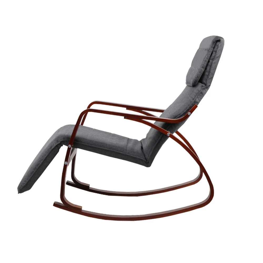 Fabric Rocking Armchair with Adjustable Footrest - Charcoal - Image 4