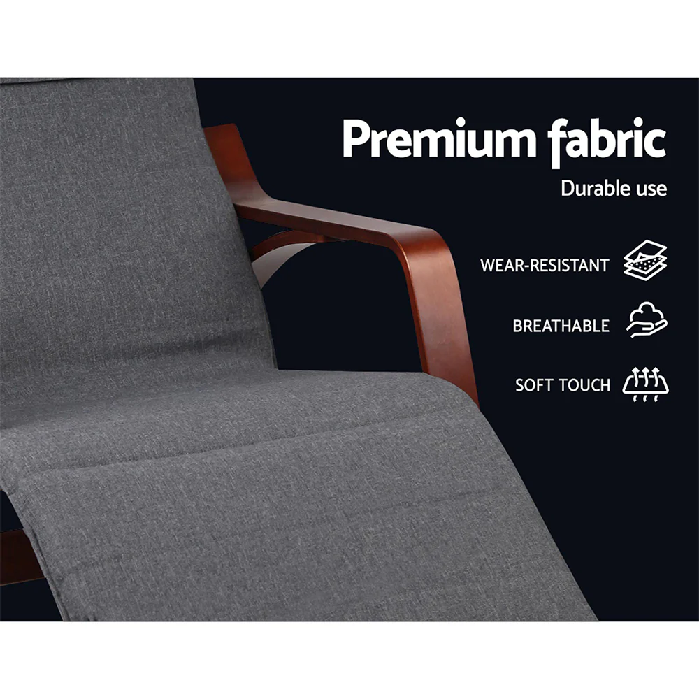 Fabric Rocking Armchair with Adjustable Footrest - Charcoal - Image 6