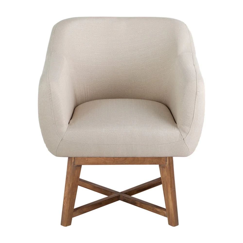 Fabric Tub Lounge Armchair - Beige - Image 3