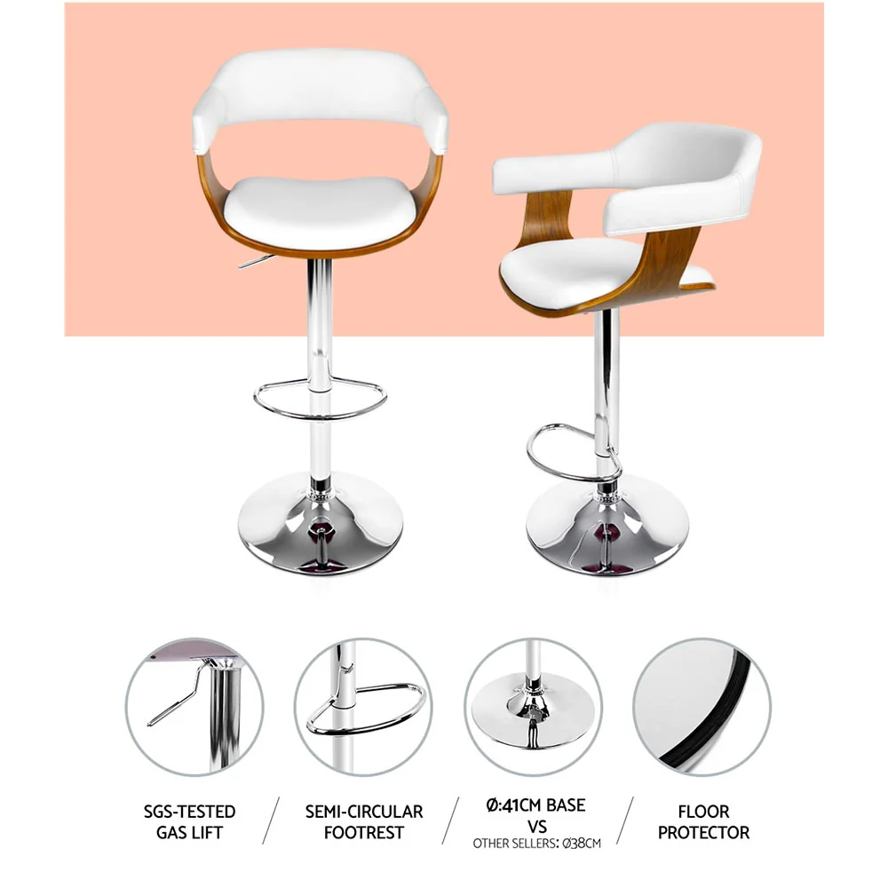 Finley Wooden Gas Lift Bar Stool With Armrest White - Image 5