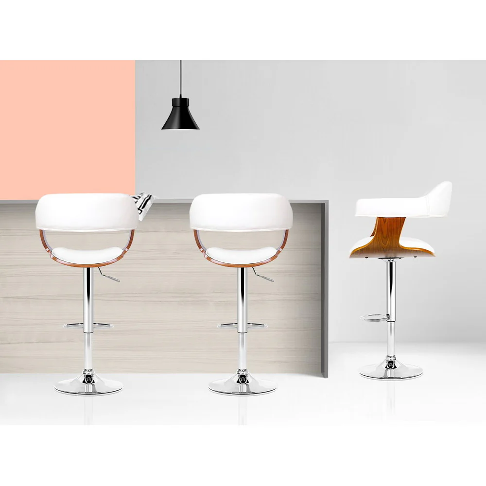 Finley Wooden Gas Lift Bar Stool With Armrest White - Image 6