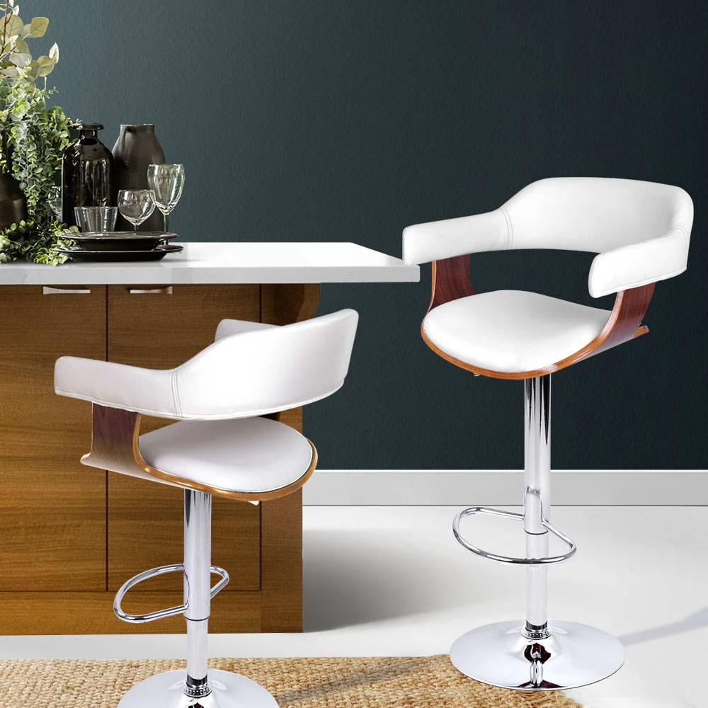 Finley Wooden Gas Lift Bar Stool With Armrest White - Image 7