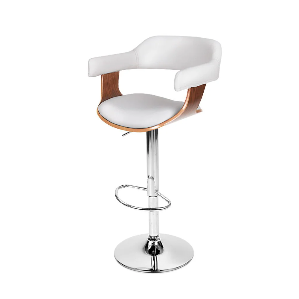 Finley Wooden Gas Lift Bar Stool With Armrest White - Image 8
