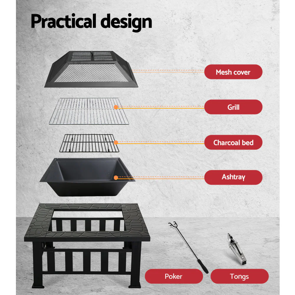 Fire Pit BBQ Grill 2-In-1 Table - Image 4