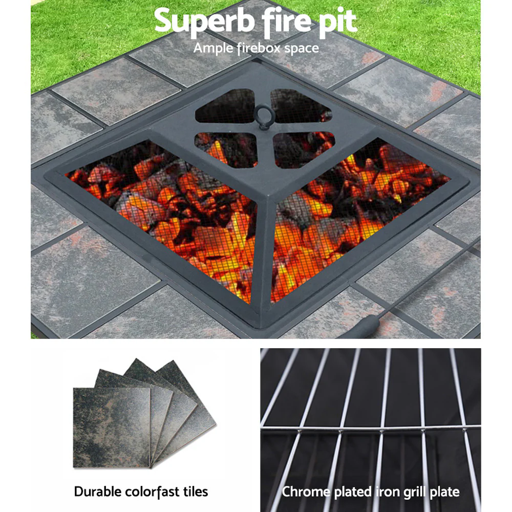 Fire Pit BBQ Grill Ice Bucket 4-In-1 Table - Image 6