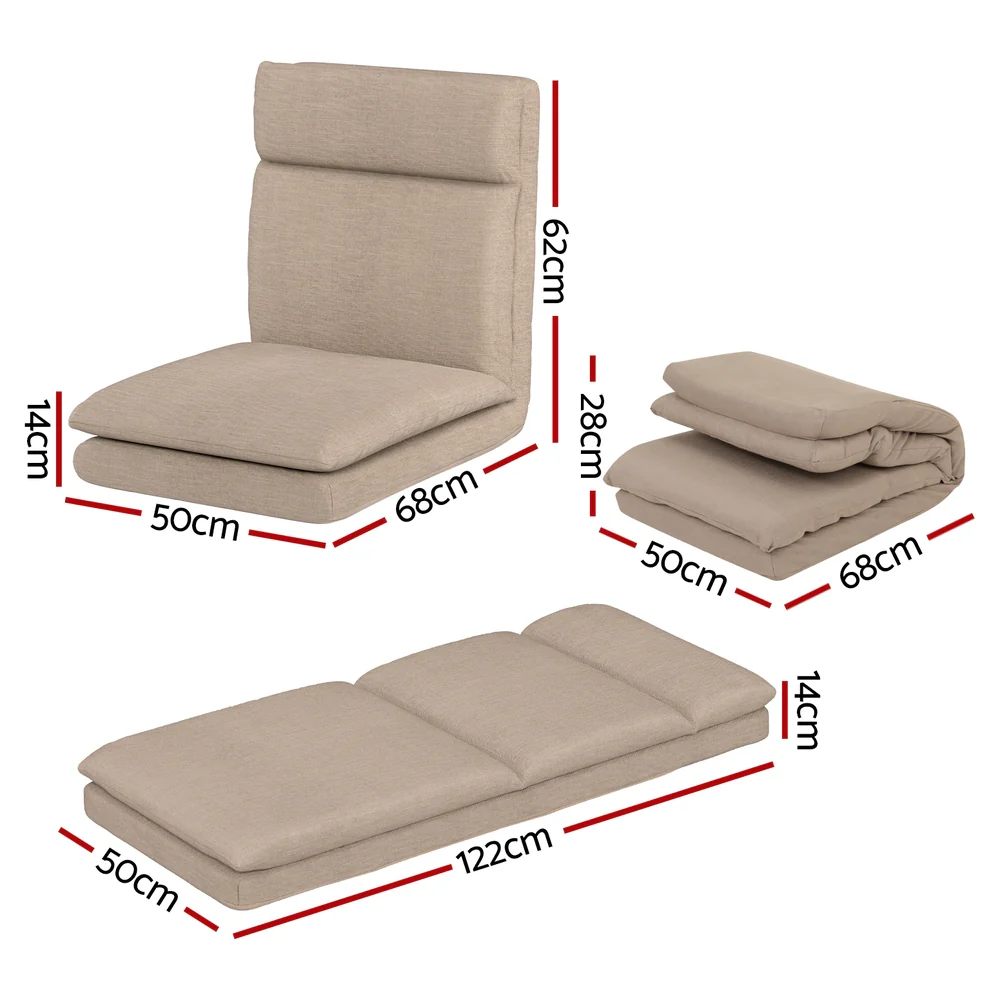 Floor Chair Sofa 1 Seater Linen Beige - Image 2